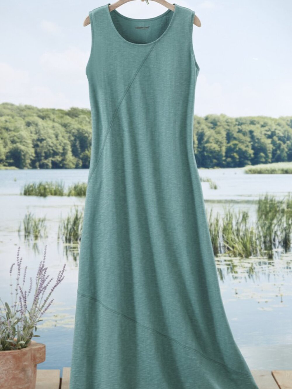 Coldwater Creek Teal Blue Sleeveless Maxi Dress